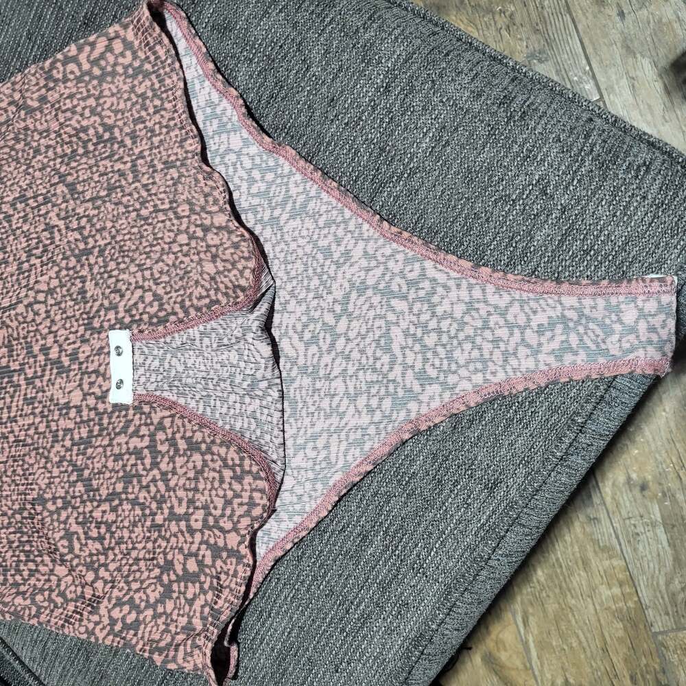 MTS Pink Animal Print Ruffle Sleeve Ribbed Bodysuit - Picture 4 of 4
